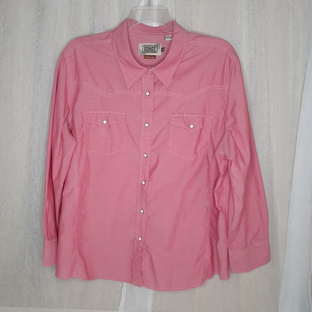 Schmidt Workwear Red Western Snap Button Blouse - image 6